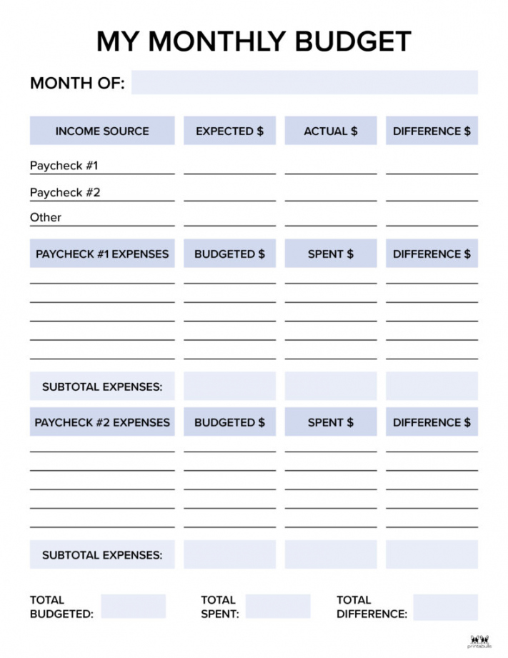 Monthly Budget Planners -  FREE Printables  Printabulls - FREE Printables - Monthly Budget Template Free Printable