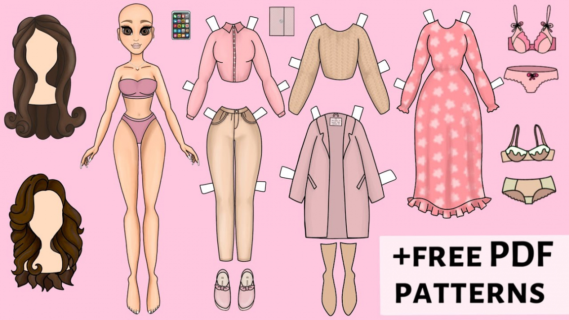 NEW PAPER DOLL DRESS UP WITH WARDROBE DIY & FREE PRINTABLE  - FREE Printables - Free Paper Dolls Printable
