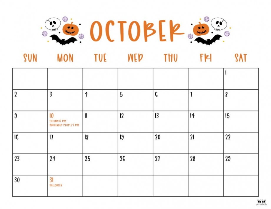 October  Calendars -  FREE Printables  Printabulls - FREE Printables - Free Printable October Calendar