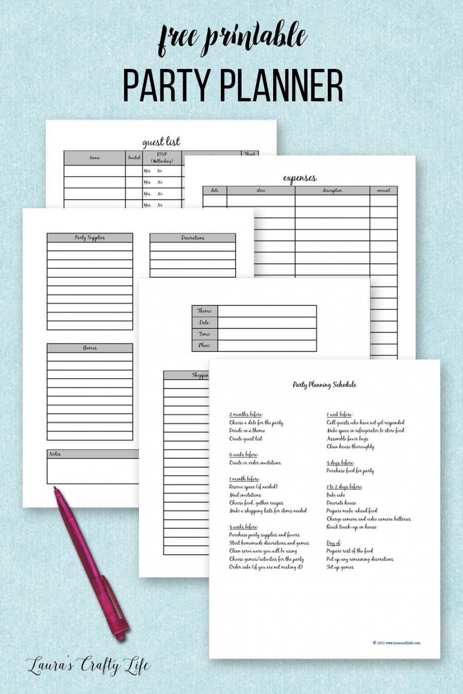 Party Planner Printable - FREE Printables - Pdf Free Printable Party Planning Worksheet