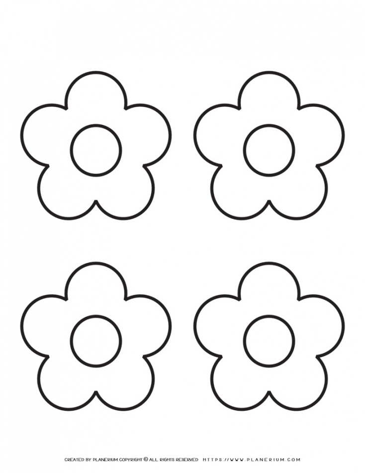 Petal Flower Template - Four Flowers  Planerium - FREE Printables - 5 Petal Flower Template Free Printable