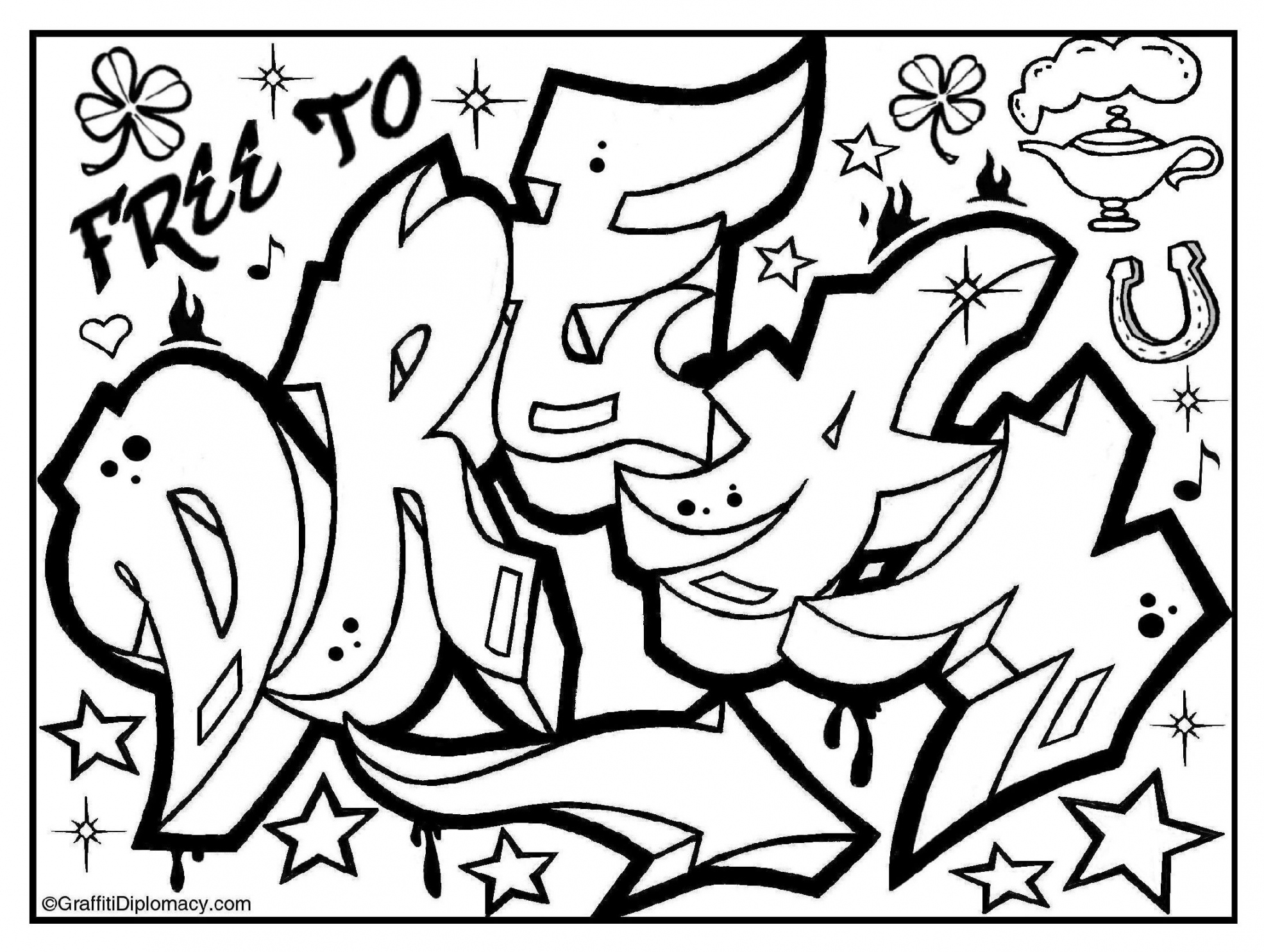 Pin on Coloring Pages - FREE Printables - Free Printable Street Art Graffiti Coloring Pages