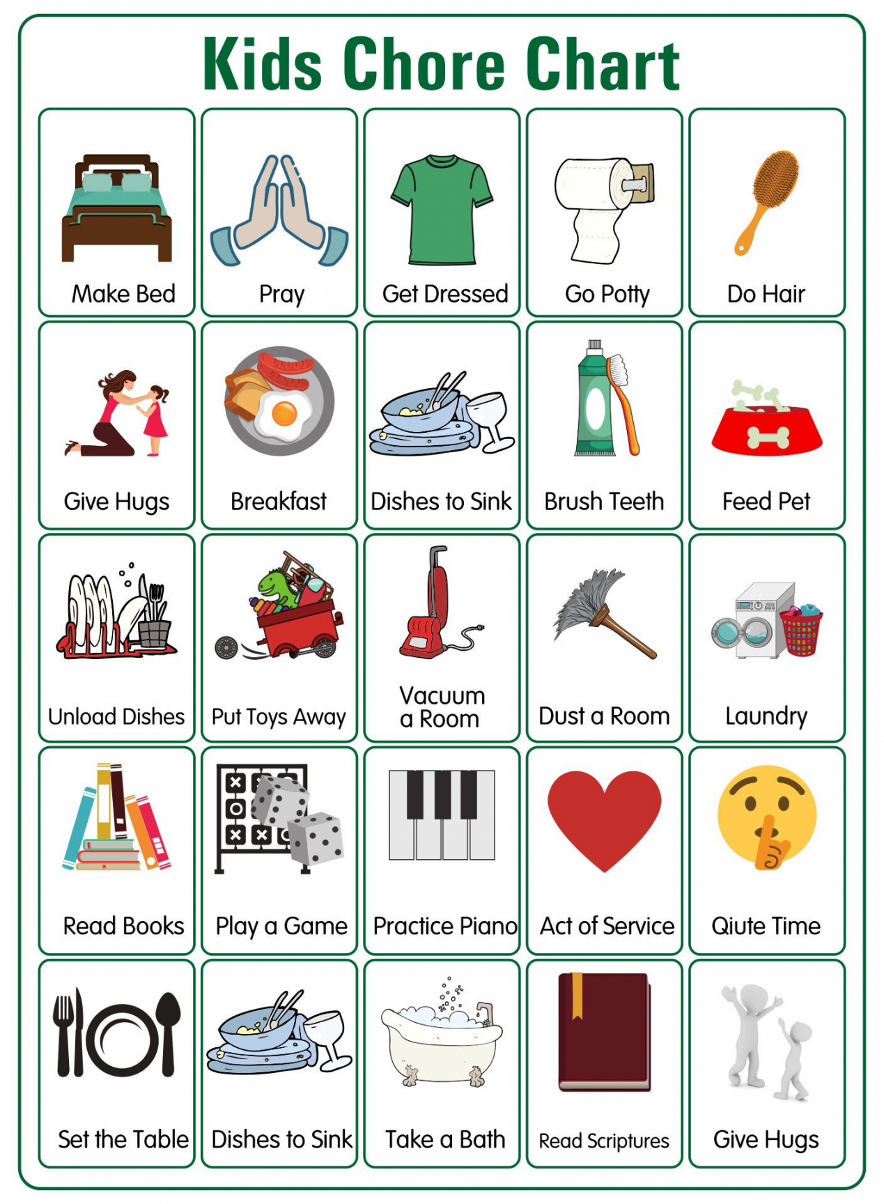 Pin on Corne - FREE Printables - Free Printable Chore Pictures