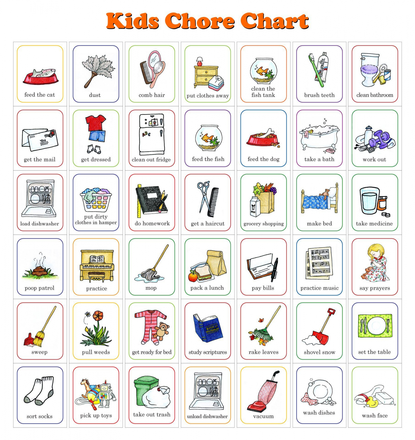 Pin on For Scout - Free Printable Chore Pictures