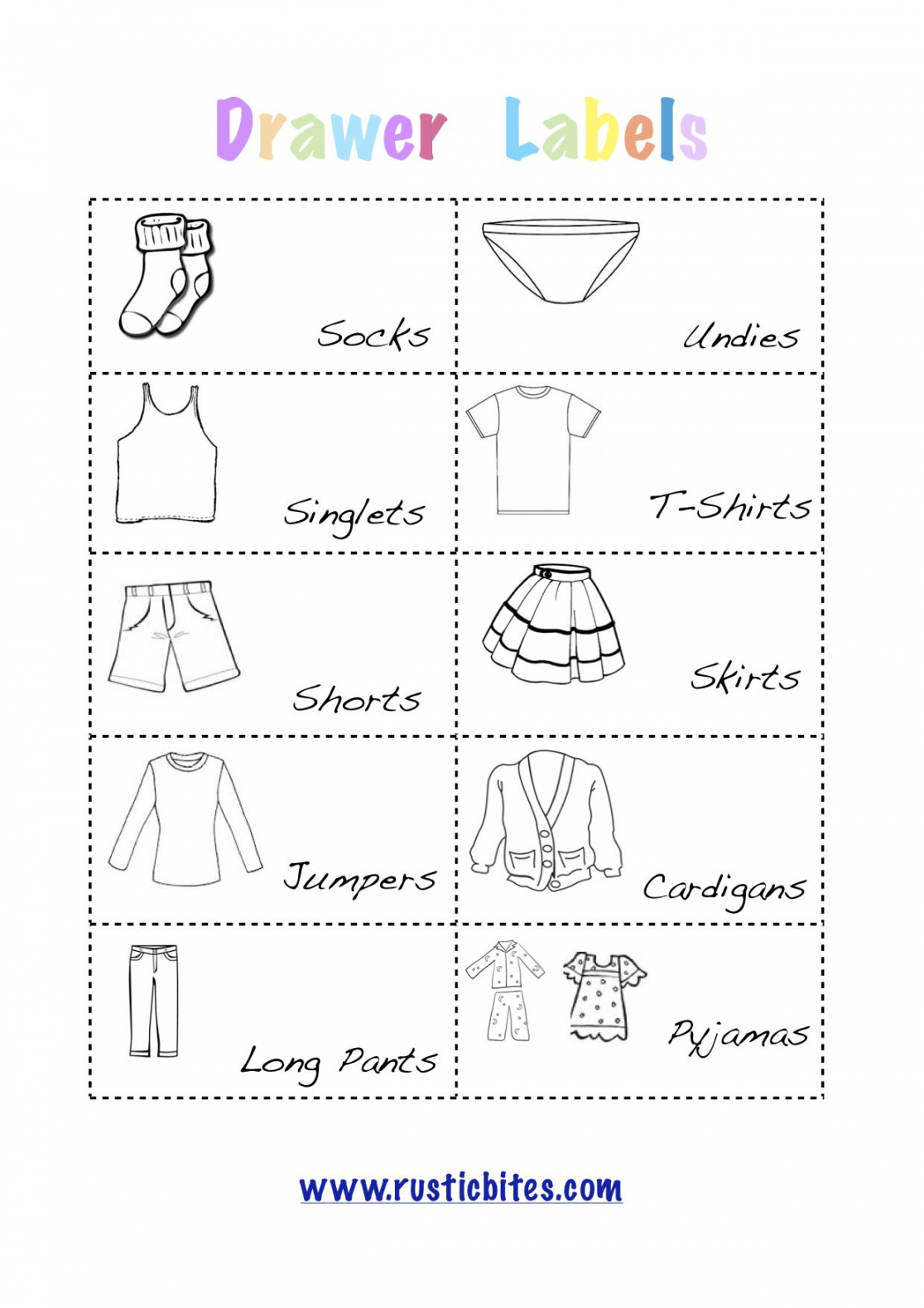 Pin on Laundry - FREE Printables - Free Printable Printable Clothing Drawer Labels