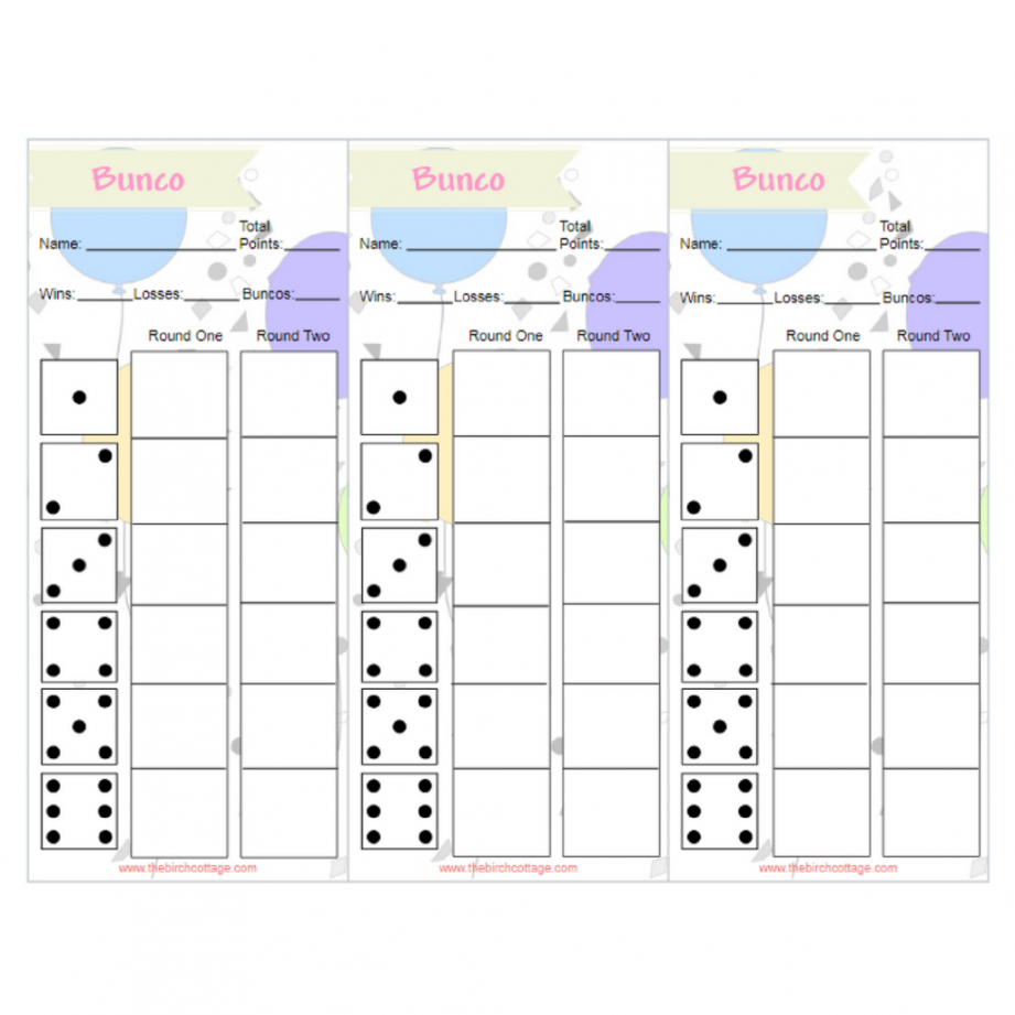 Play Bunco with Printable Bunco Score, Tally & Tent Cards - The  - FREE Printables - Free Printable Bunco Score Sheets