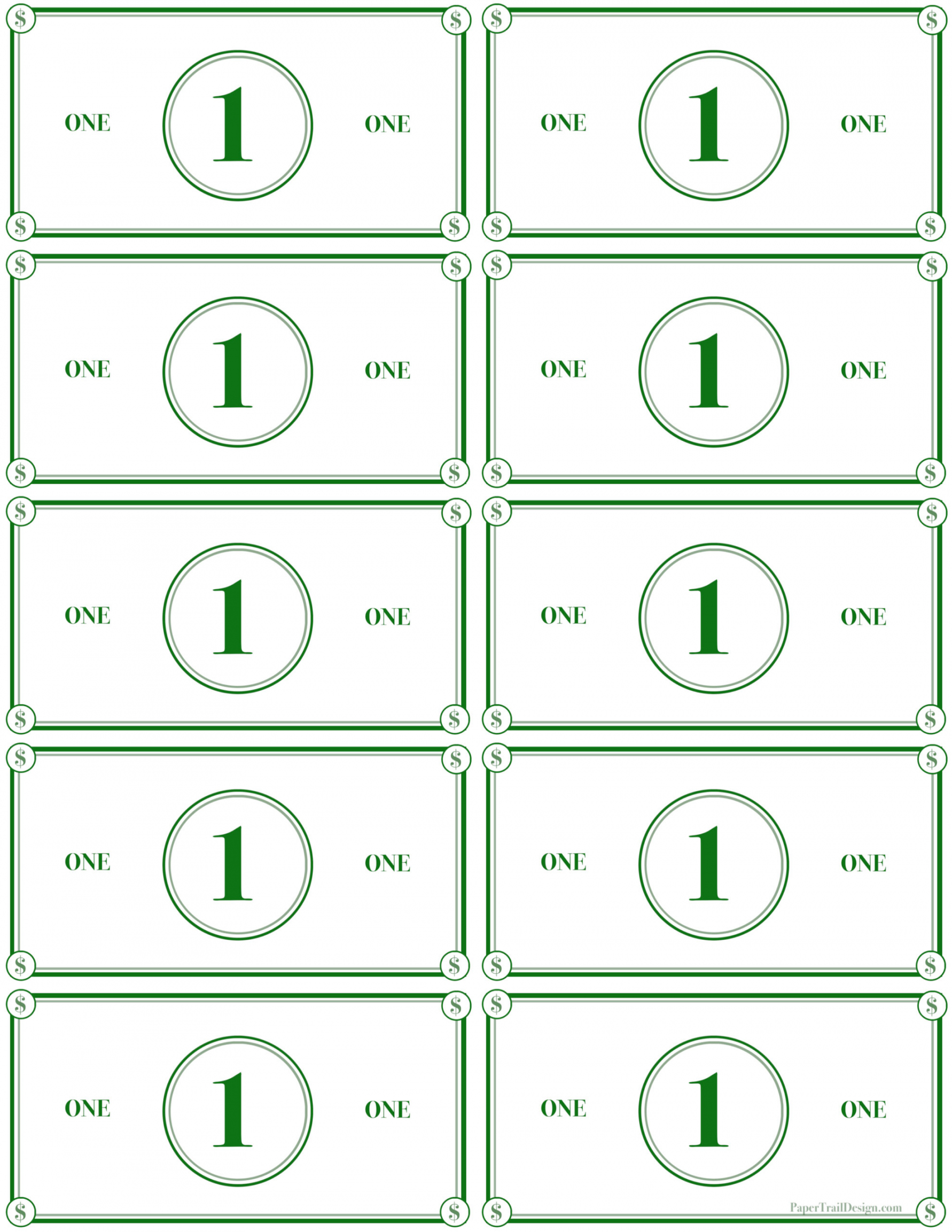 Play Money Printable - Paper Trail Design - FREE Printables - Free Printable Classroom Money Template