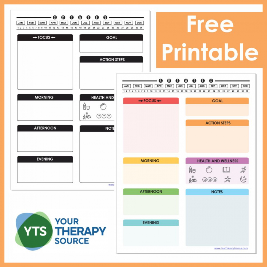 Printable ADHD Daily Planner Template - FREE - Your Therapy Source - FREE Printables - Free Printable Adhd Daily Planner Template