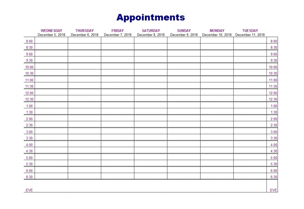 Printable Appointment Schedule Templates [& Appointment Calendars] - FREE Printables - Pdf Free Printable Appointment Sheets