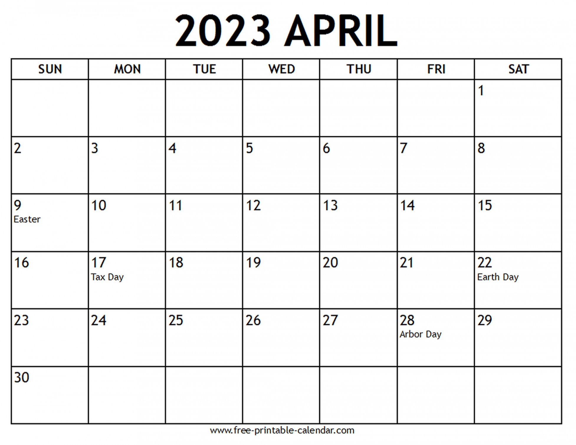 Printable  April Calendar - Free-printable-calendar - Free Printable Calendar April 2023