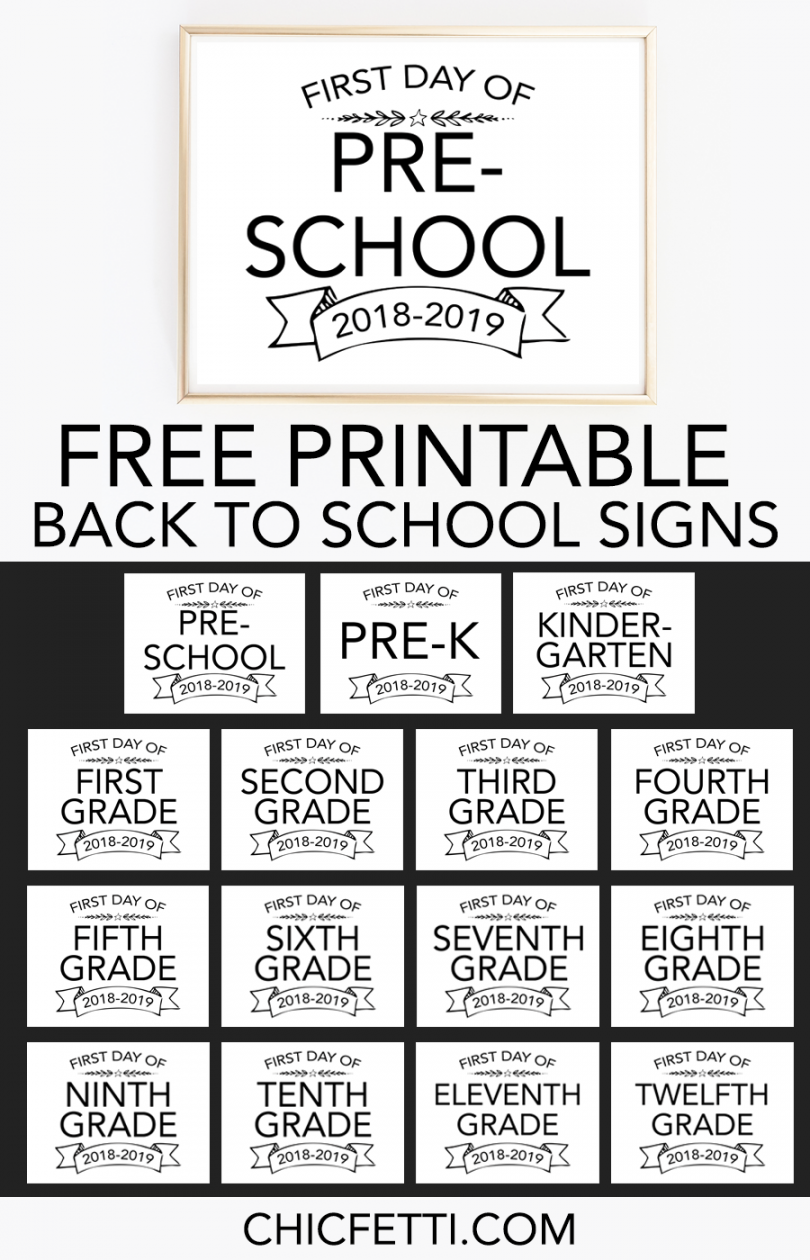 Printable Back to School Signs - Print these free printable signs - FREE Printables - First Day Of School Signs Free Printable