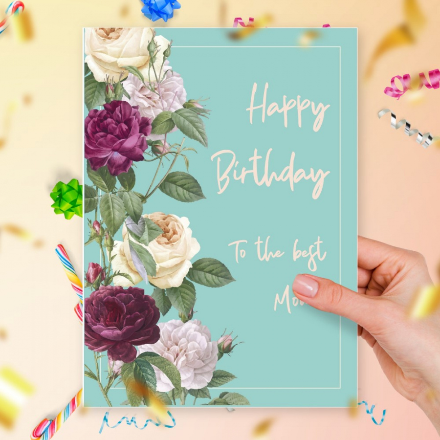 Printable Birthday Card for Mom With Peony Template Editable Online - FREE Printables - Free Printable Birthday Cards For Mom