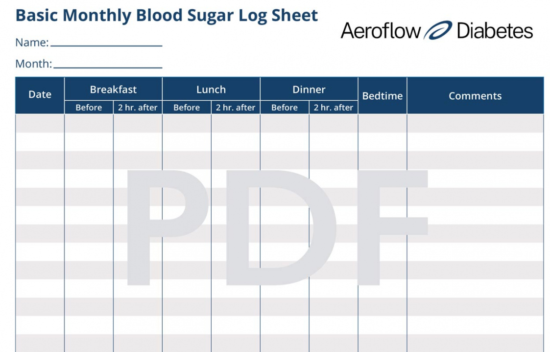 Printable Blood Sugar Log Sheet- Free PDF! - FREE Printables - Free Printable Blood Glucose Log Sheets