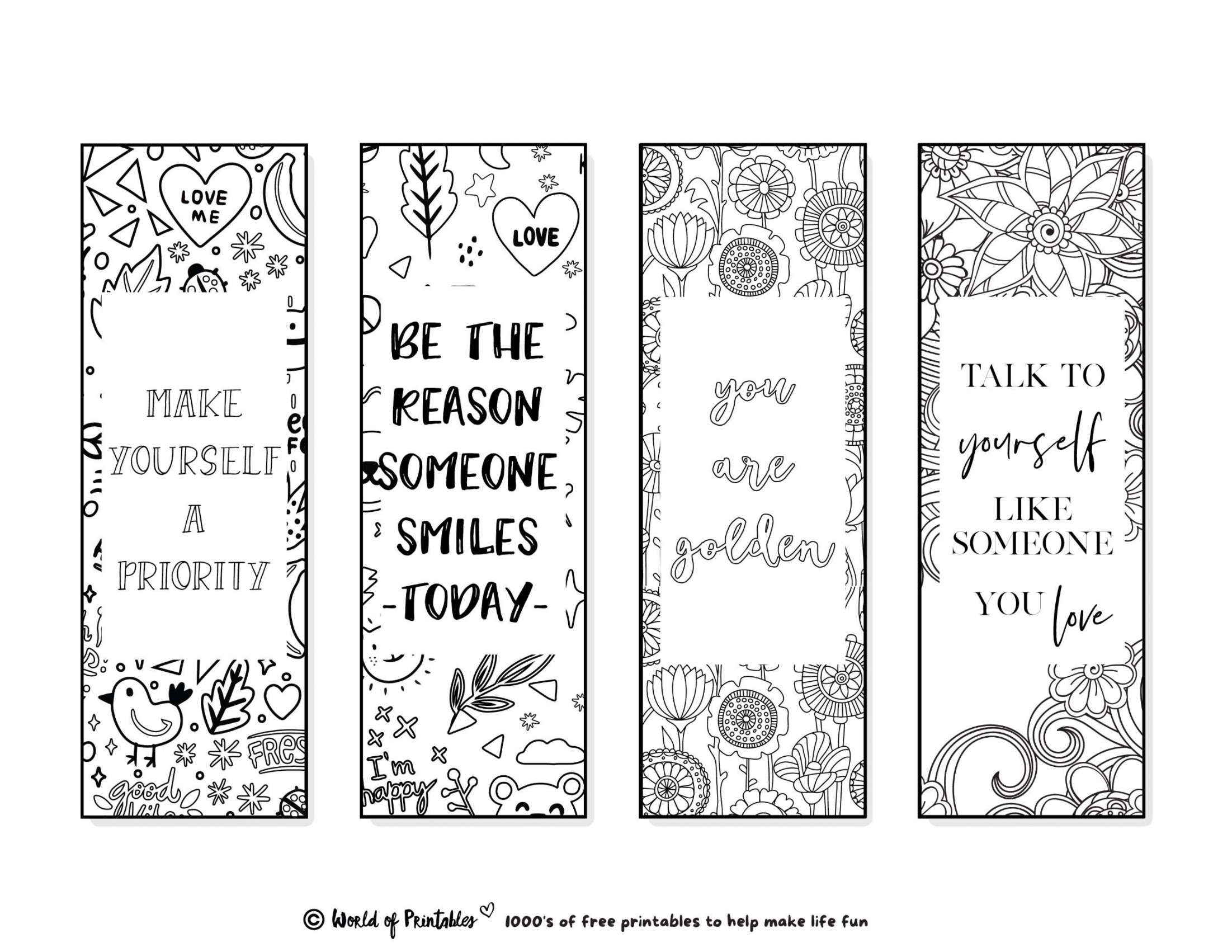 Printable Bookmarks To Color   For Adults & Kids - World of  - FREE Printables - Free Printable Bookmark Templates To Color