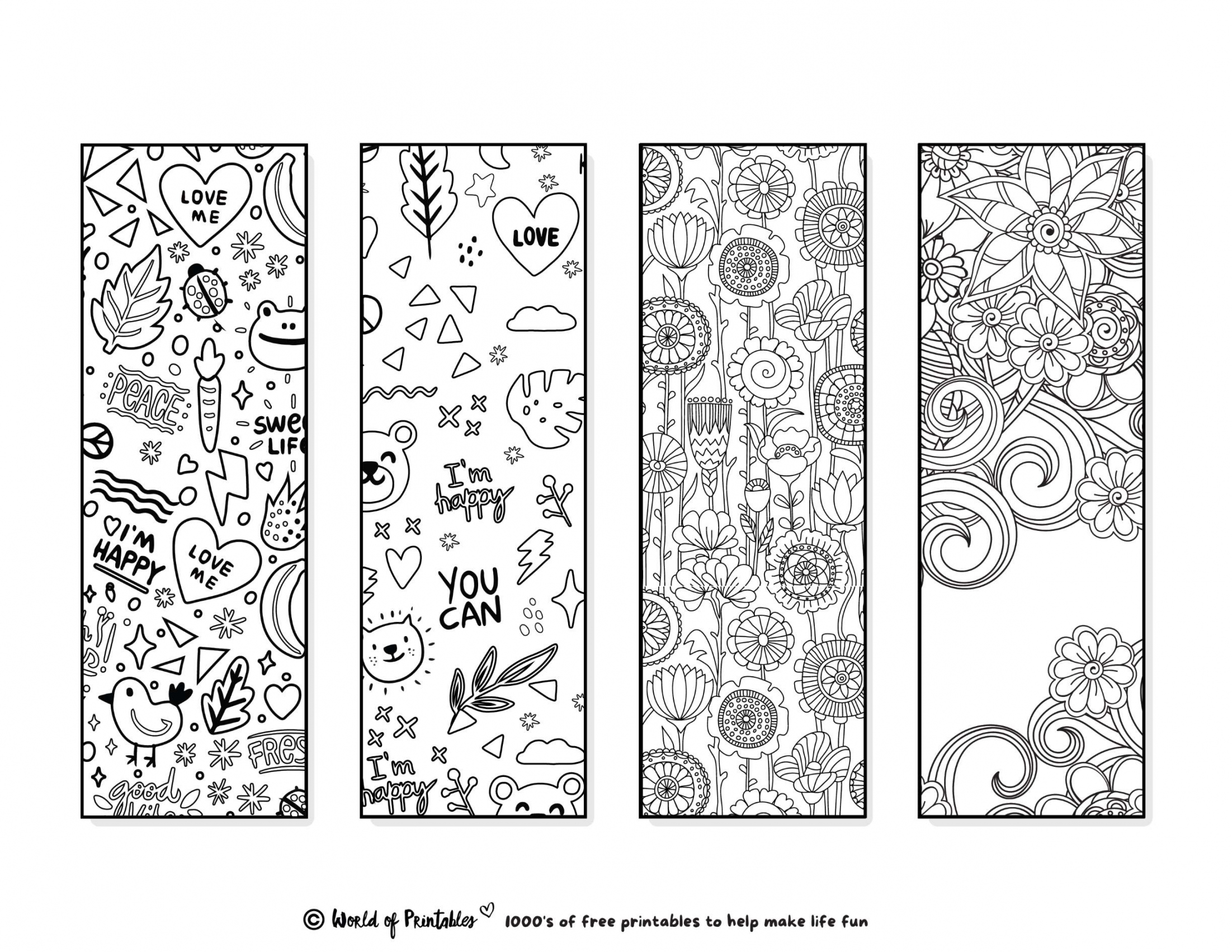 Printable Bookmarks To Color   For Adults & Kids - World of  - FREE Printables - Free Printable Bookmark Templates