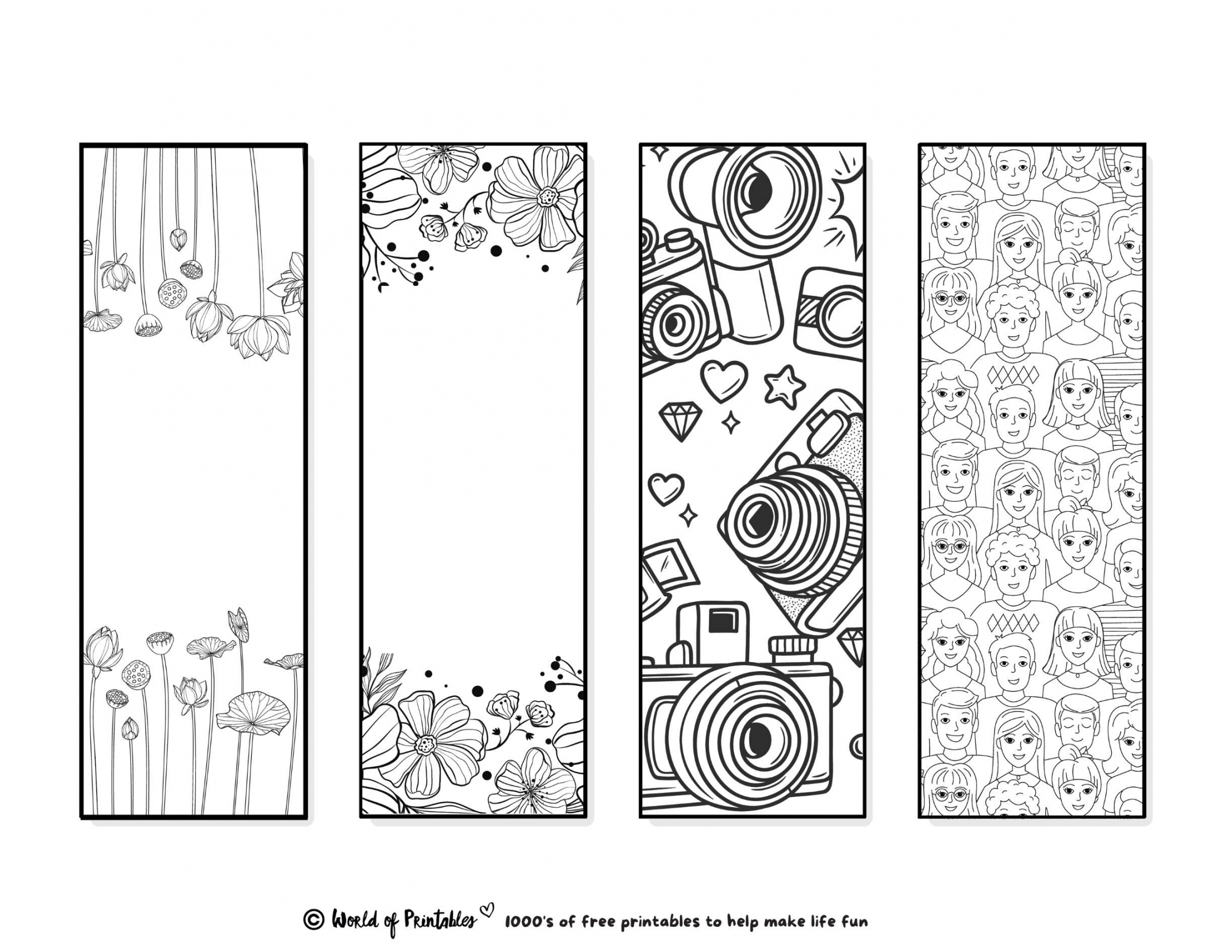 Printable Bookmarks To Color   For Adults & Kids - World of  - FREE Printables - Free Printable Bookmarks Templates