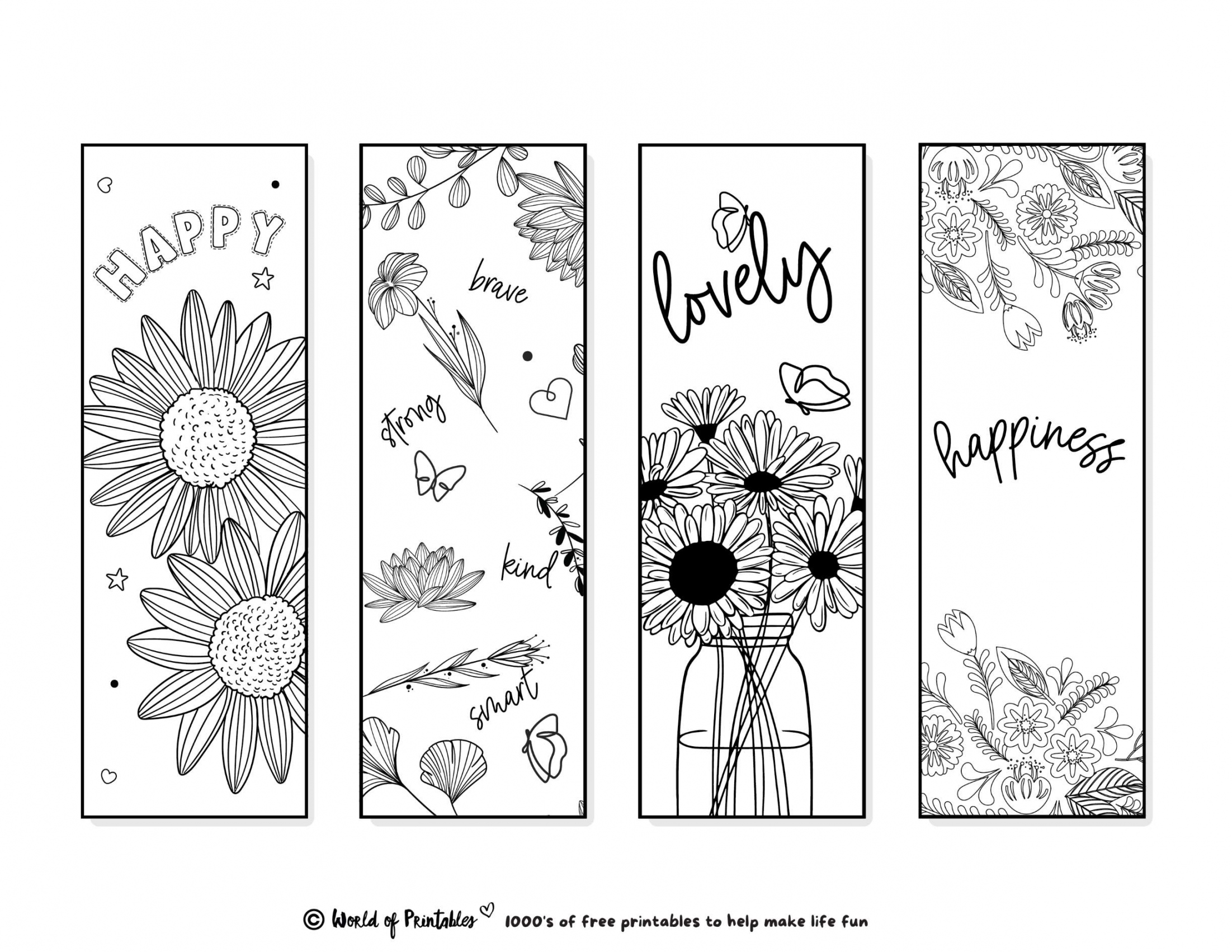 Printable Bookmarks To Color   For Adults & Kids - World of  - FREE Printables - Cute Free Printable Bookmarks To Color