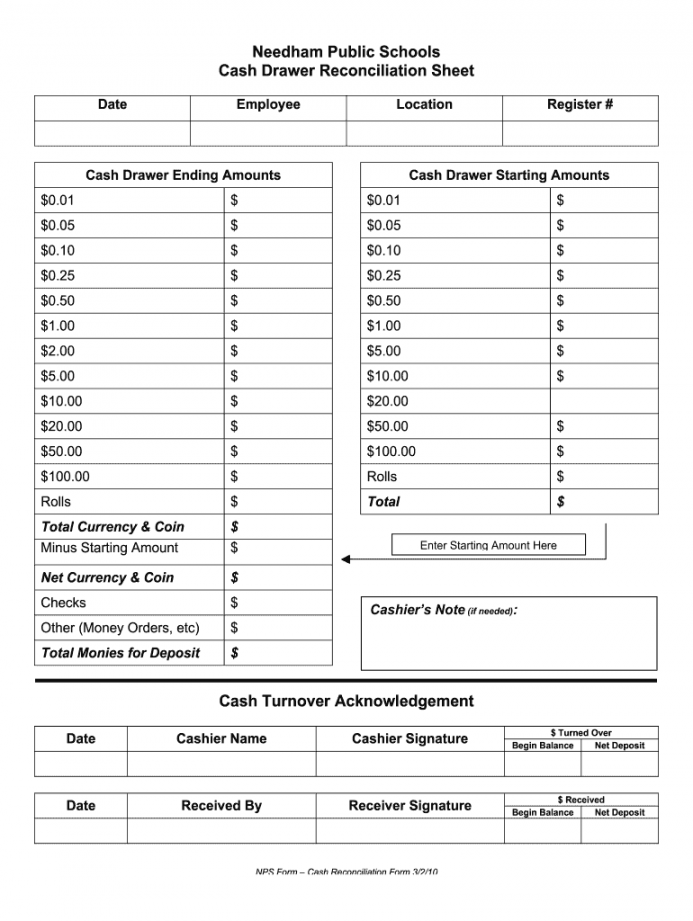 Printable cash drawer count sheet: Fill out & sign online  DocHub - FREE Printables - Blank Free Printable Cash Drawer Count Sheet