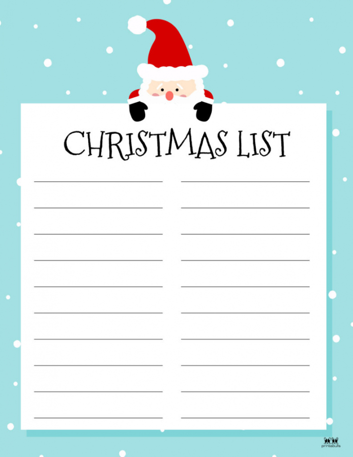 Printable Christmas Lists -  FREE Printables  Printabulls - FREE Printables - Free Printable Christmas List