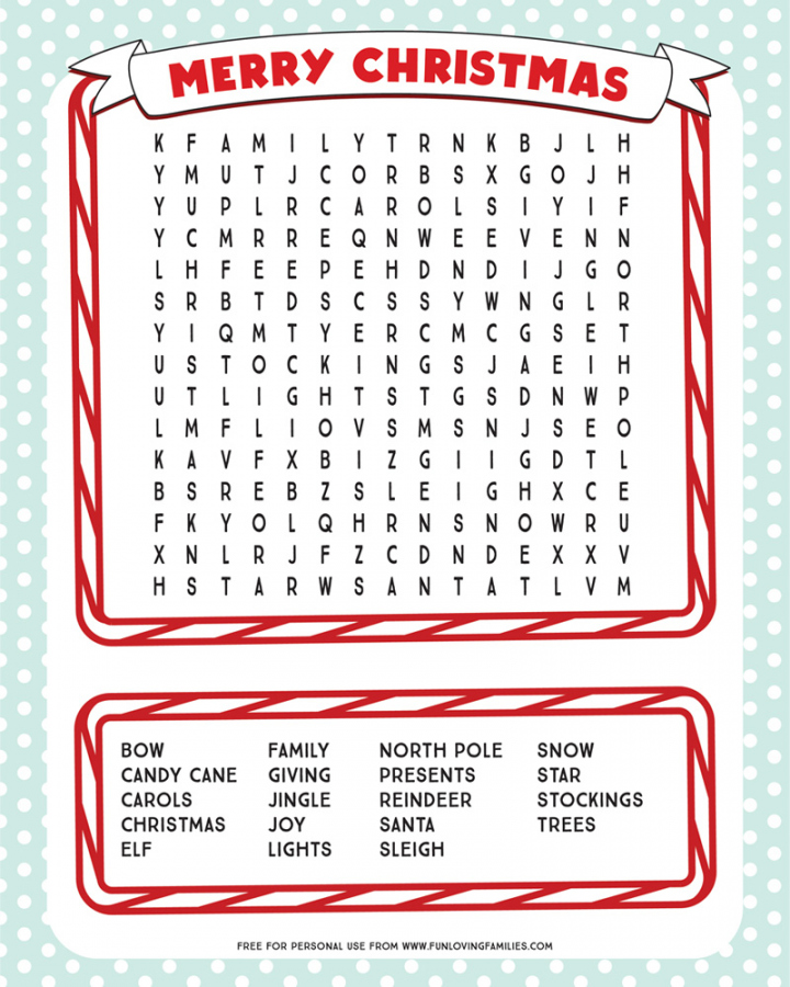 Printable Christmas Word Search - Fun Loving Families - FREE Printables - Holiday Word Search Printable Free