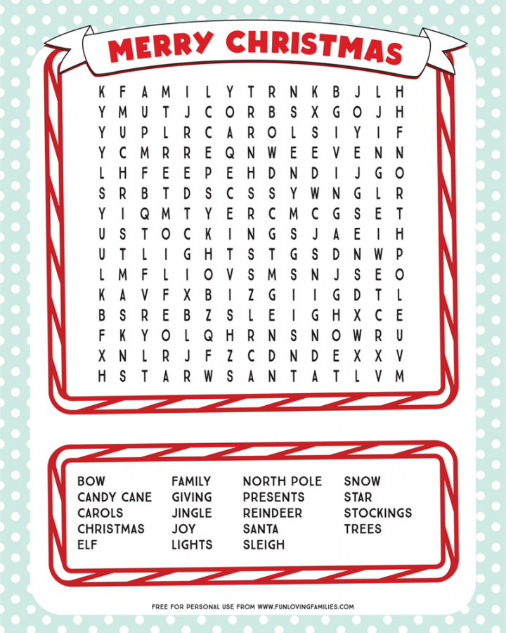 Printable Christmas Word Search - Fun Loving Families - FREE Printables - Free Printable Christmas Word Search