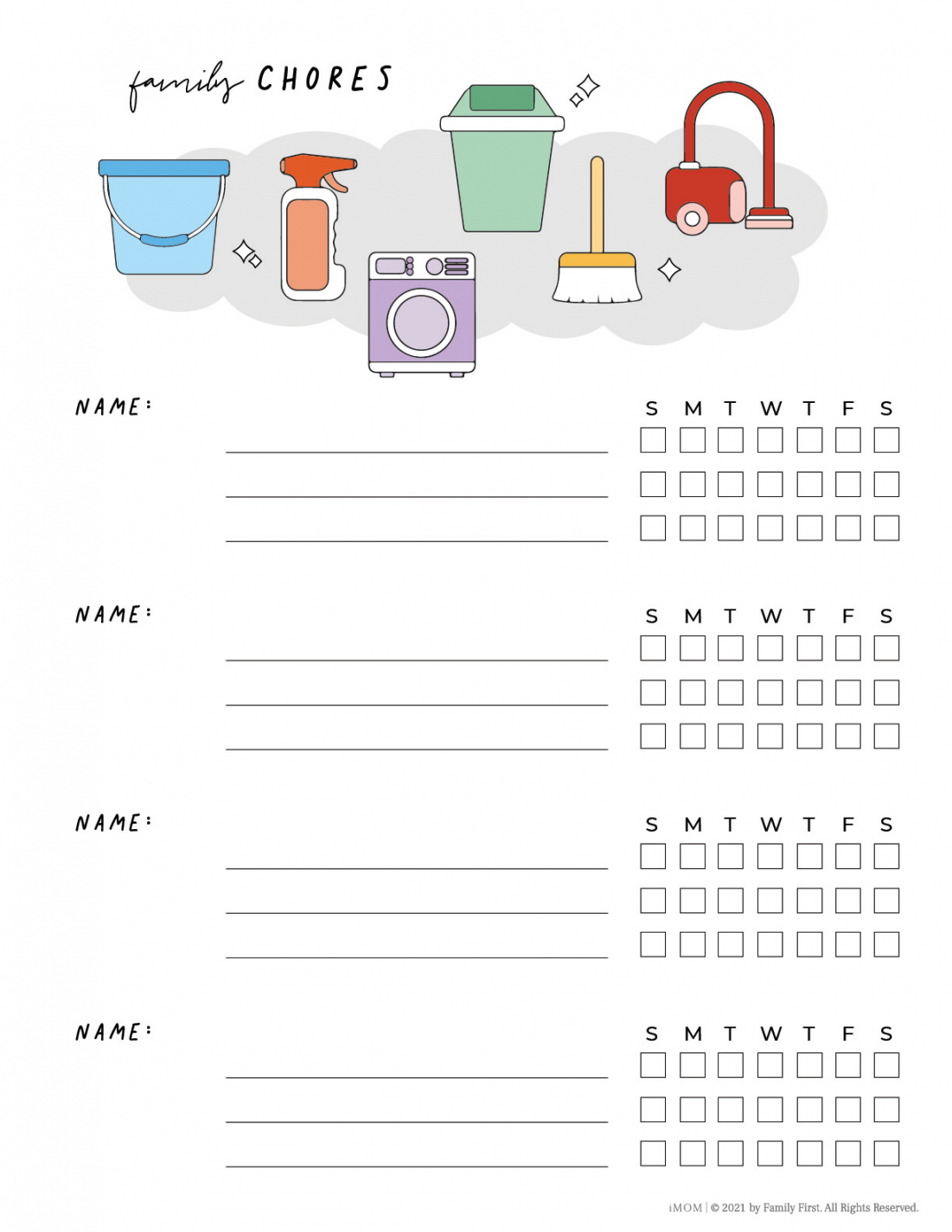 Printable Family Chore Chart - iMOM - FREE Printables - Free Printable Chore Charts For Family