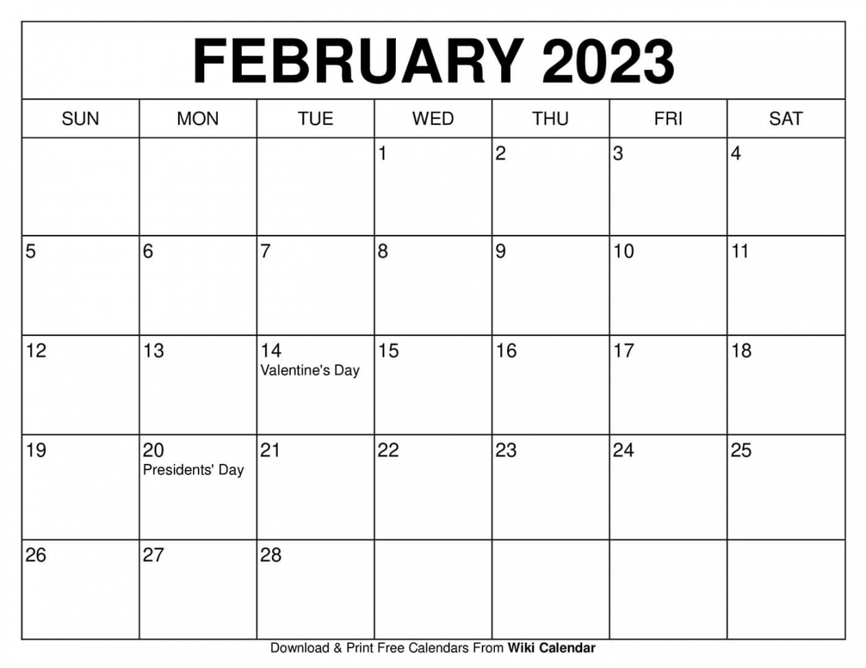 Printable February  Calendar Templates with Holidays - Wiki  - FREE Printables - Free Printable February Calendar