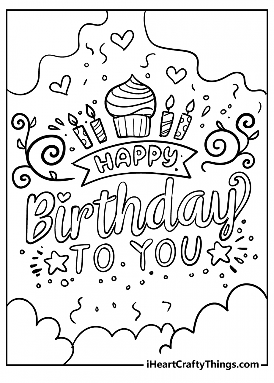 Printable Happy Birthday Coloring Pages (Updated ) - FREE Printables - Free Printable Coloring Birthday Cards