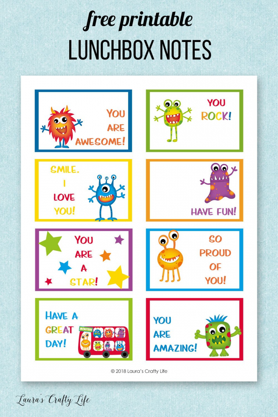 Printable Lunchbox Notes - FREE Printables - Free Printable Lunchbox Notes
