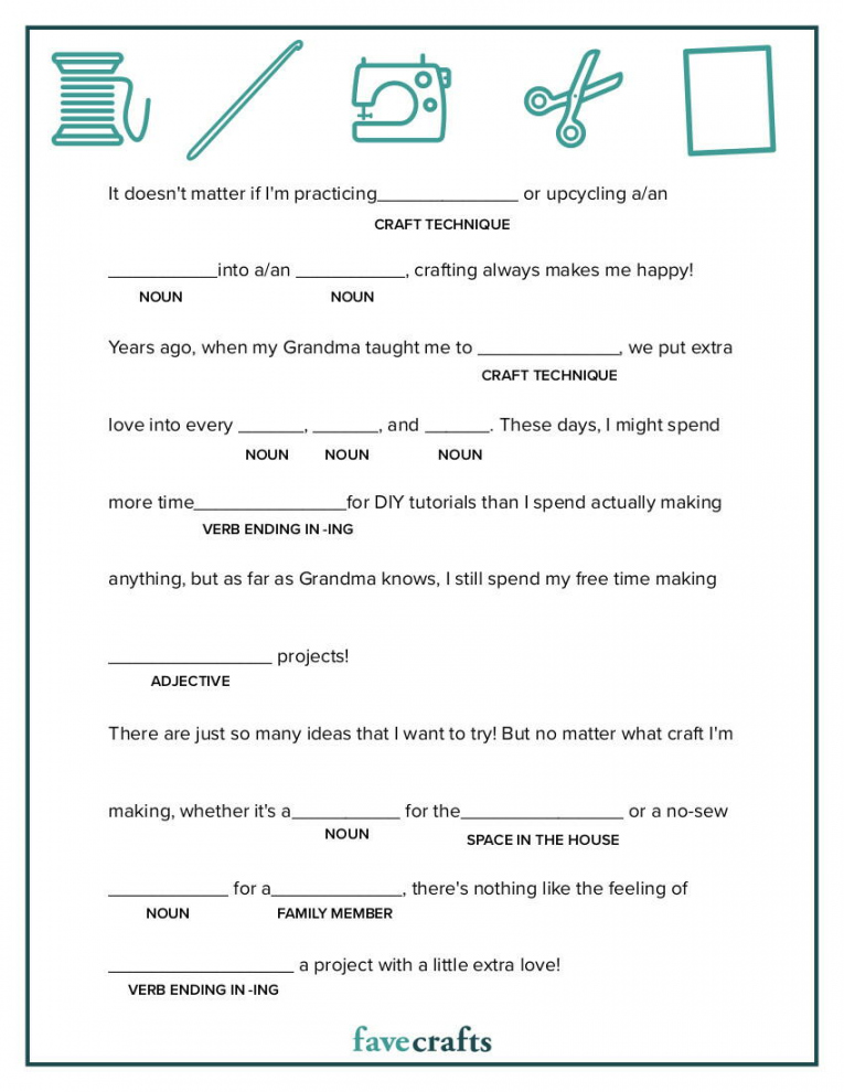 Printable Mad Libs for Crafters  FaveCrafts - Free Mad Libs Printable