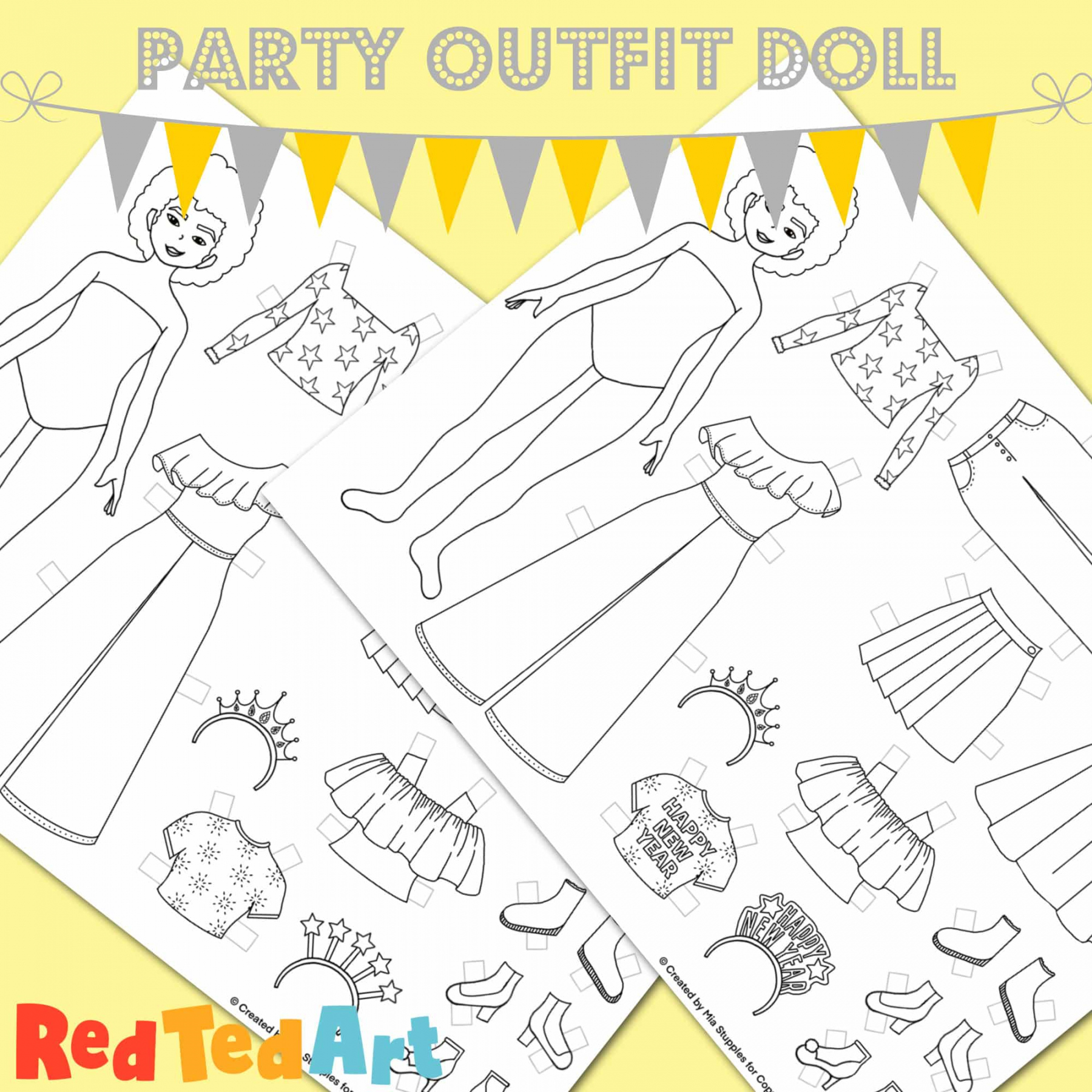 Printable Paper Doll Party Outfit - Red Ted Art - Kids Crafts - FREE Printables - Printable Paper Dolls Free