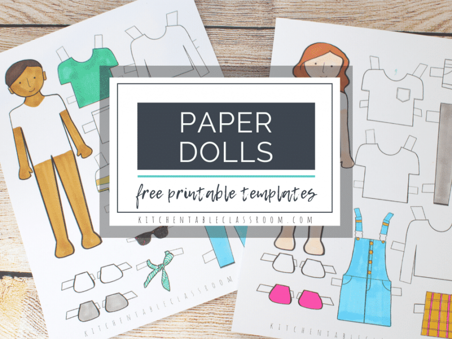 Printable Paper Doll Templates- Color and Play - The Kitchen Table  - FREE Printables - Printable Paper Dolls Free