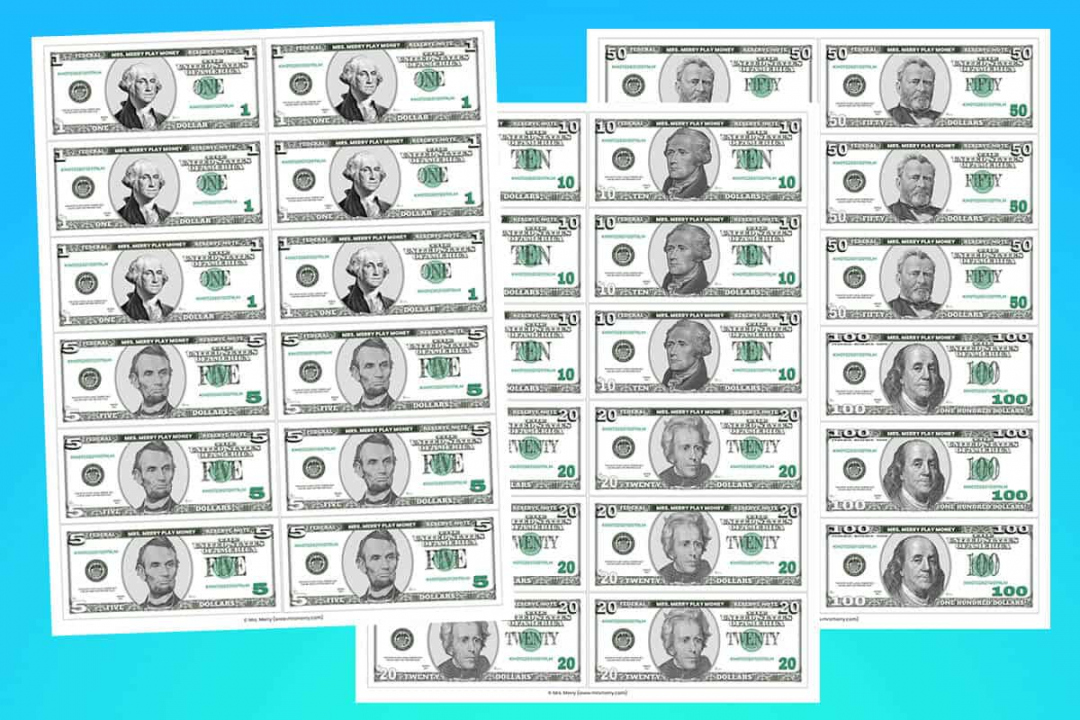 Printable Play Money for Kids  Mrs - Free Printable Fake Money Template For Teachers