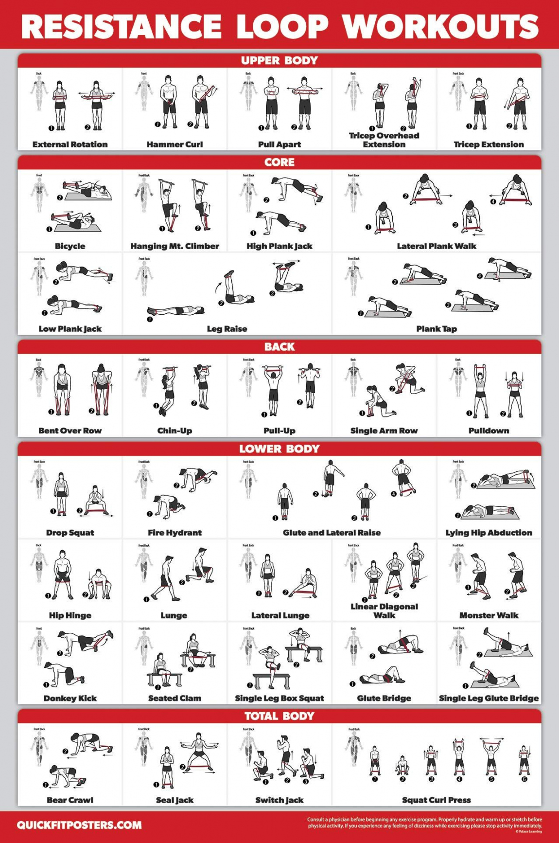 Printable Resistance Loop Band Exercises - Printable Word Searches - FREE Printables - Free Printable Resistance Band Exercise Chart