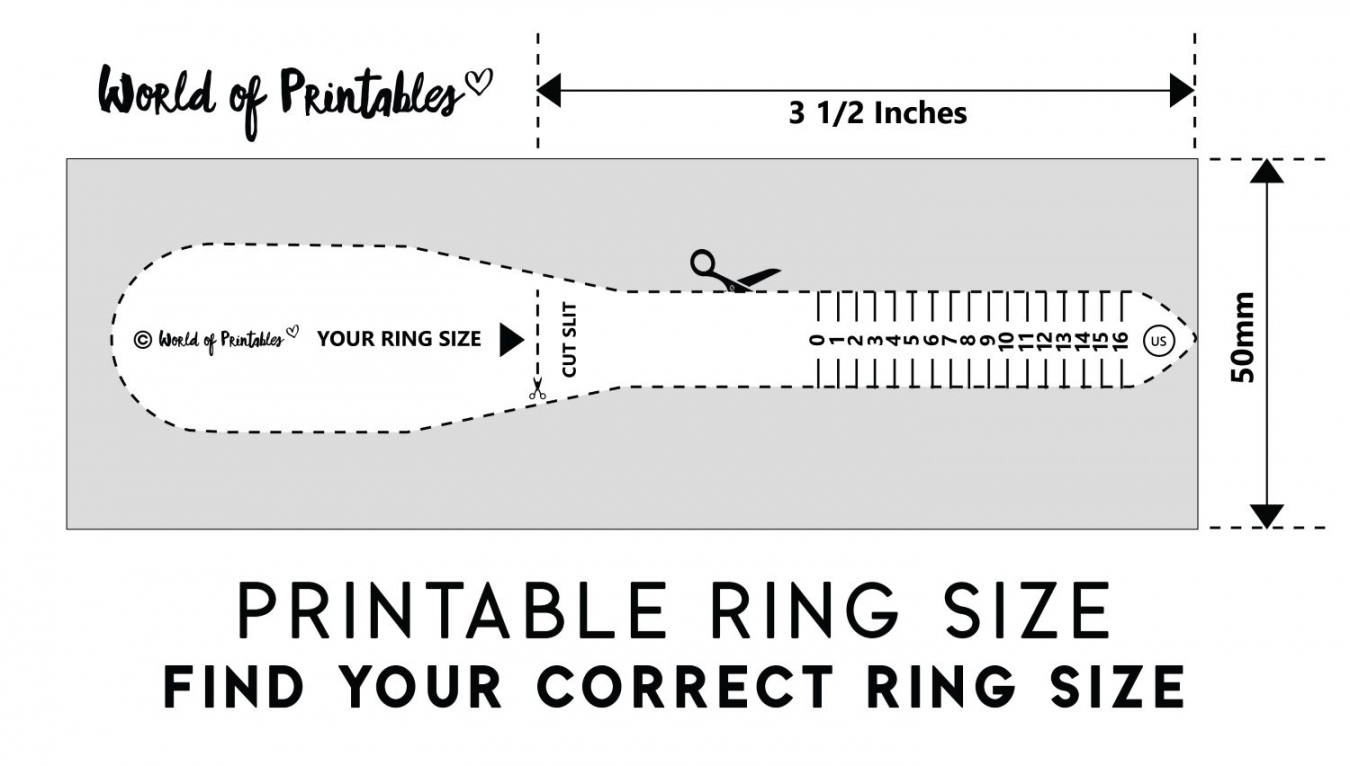 Printable Ring Size Chart - Find Your Ring Size Easy - World of  - FREE Printables - Free Ring Sizer Printable