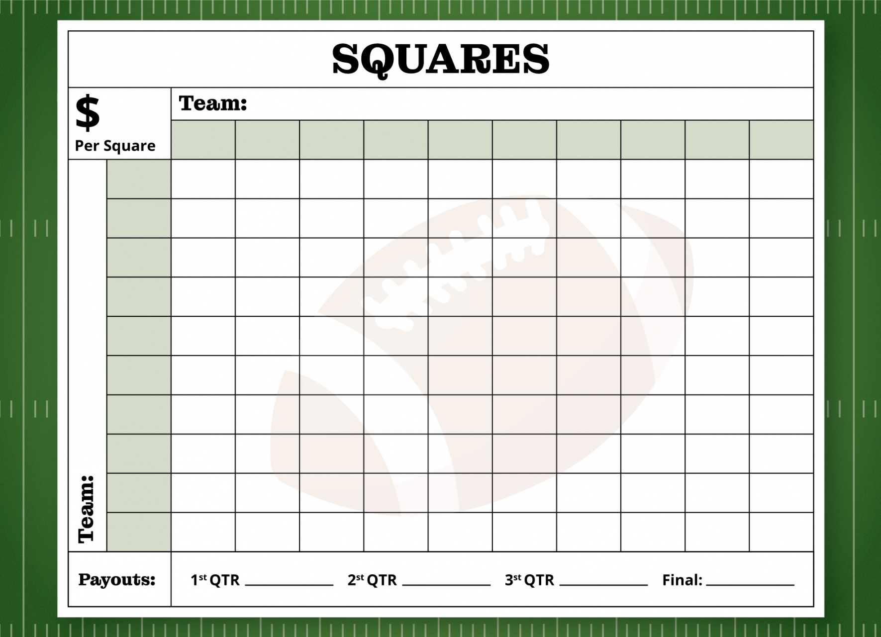 Printable Super Bowl Squares Free Google Docs Template - gdoc - Free Printable Football Squares