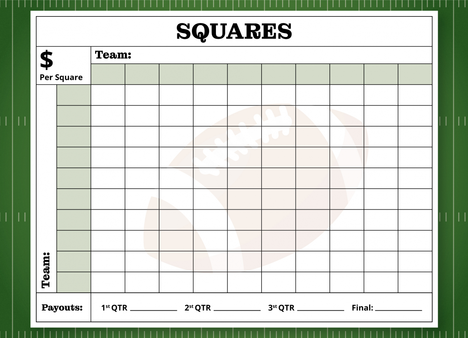 Free Printable Football Squares FREE Printable HQ