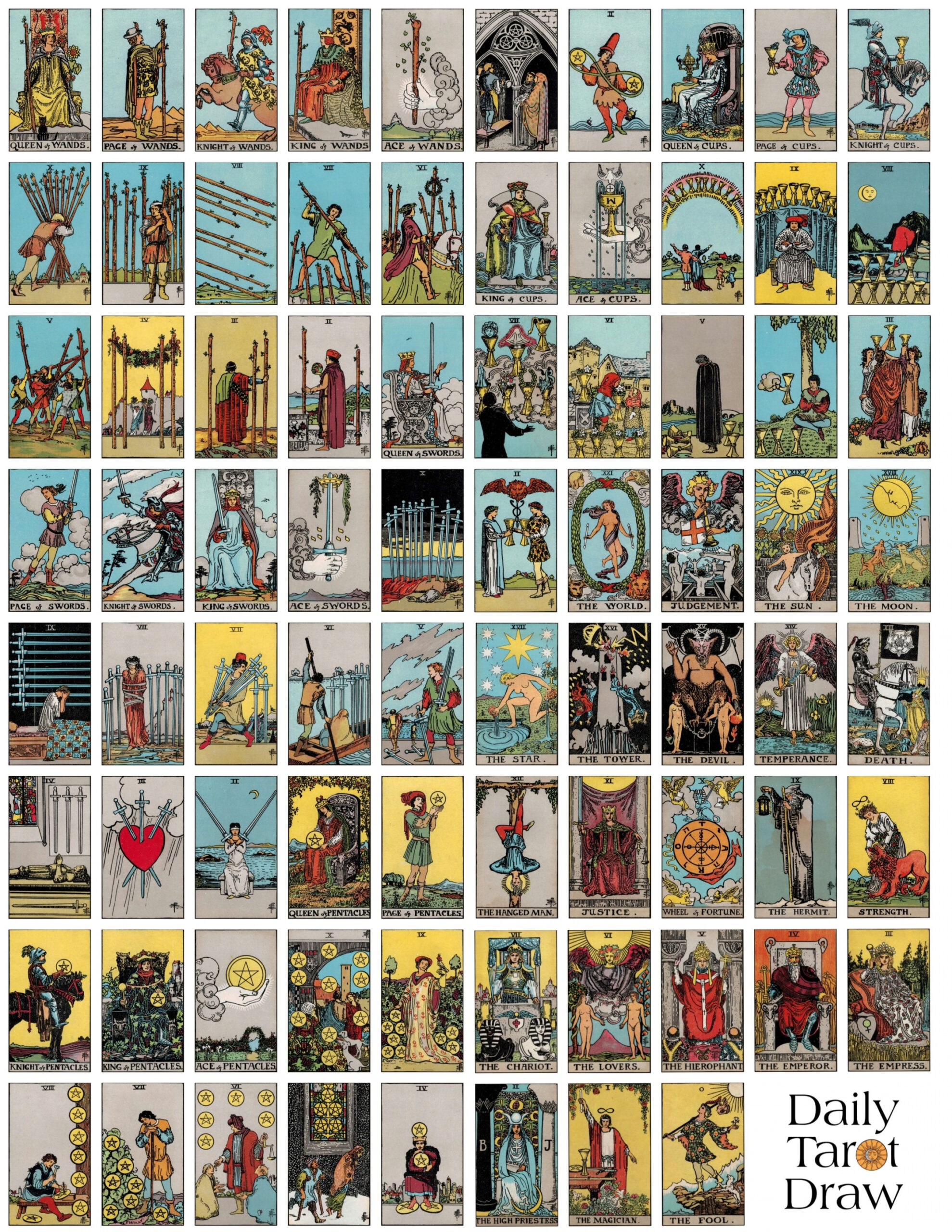 Printable Tarot Cards — Daily Tarot Draw - FREE Printables - Free Printable Tarot Cards