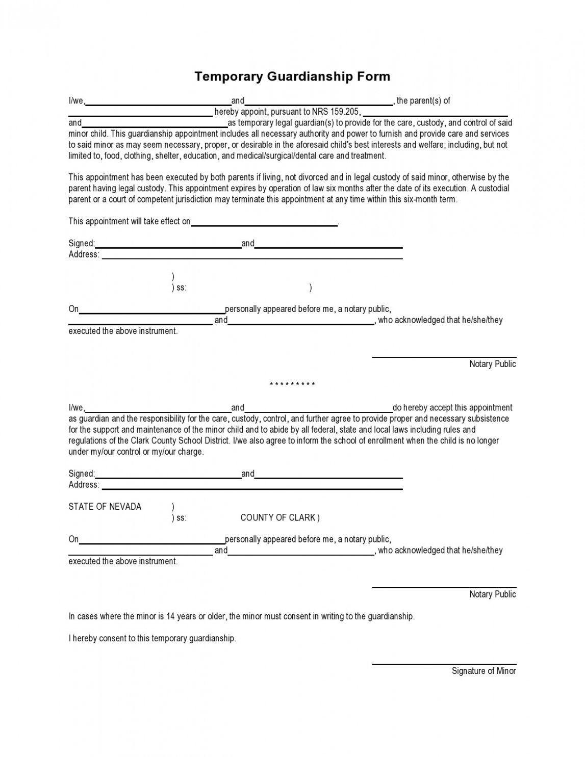Printable Temporary Guardianship Forms [All States] ᐅ - FREE Printables - Free Printable Child Guardianship Forms In Case Of Death