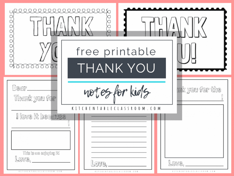Printable Thank You Cards for Kids - The Kitchen Table Classroom - FREE Printables - Free Printable Thank You Cards For Kids
