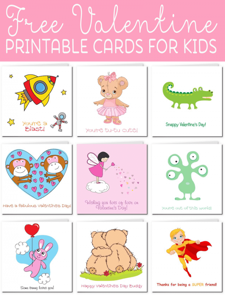 Printable Valentine Cards for Kids - FREE Printables - Free Printable Valentines Day Cards For Students