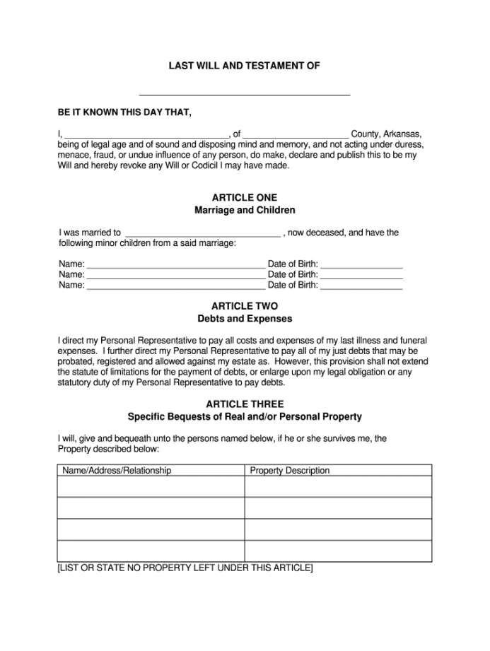 Printable Will Forms - Fill Online, Printable, Fillable, Blank  - FREE Printables - Free Printable Will Forms