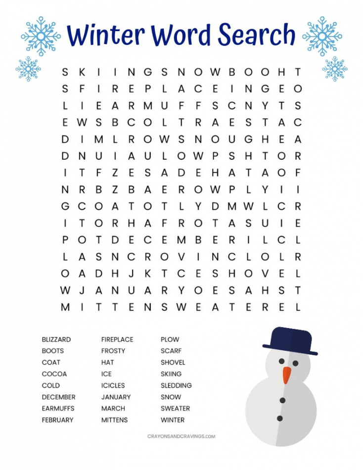 Printable Winter Word Search  AllFreeKidsCrafts - Winter Word Search Free Printable