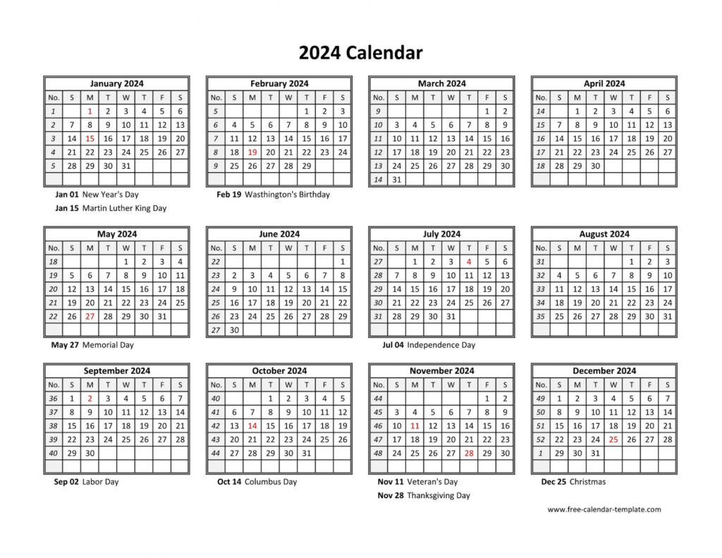 Free Printable 2024 Calendar With Week Numbers Printa - vrogue.co