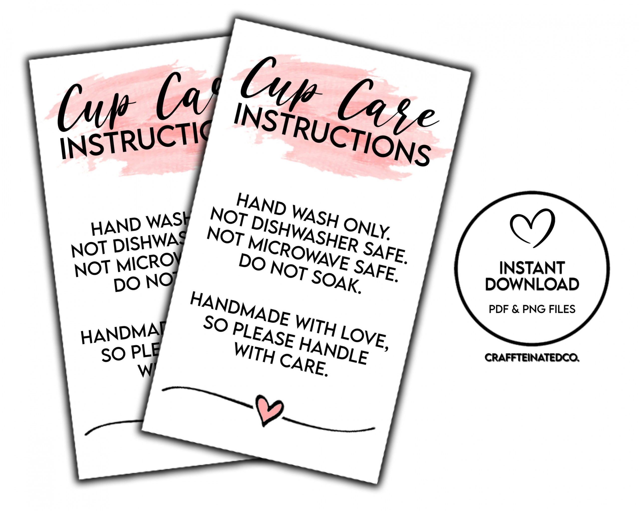 READY TO PRINT Tumbler Cup Care Instructions Card Printable - Etsy  - FREE Printables - Free Printable Tumbler Care Instructions