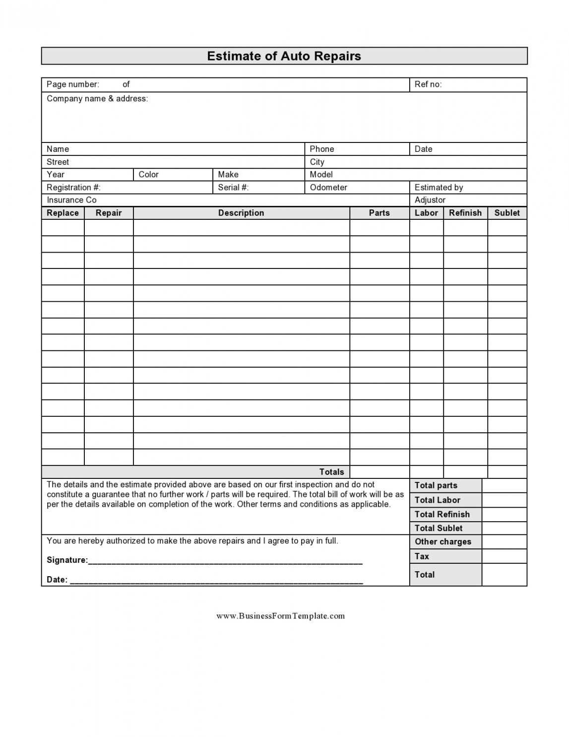 Real & Fake Auto Repair Invoices [Free] - TemplateArchive - FREE Printables - Free Printable Auto Repair Invoice Template