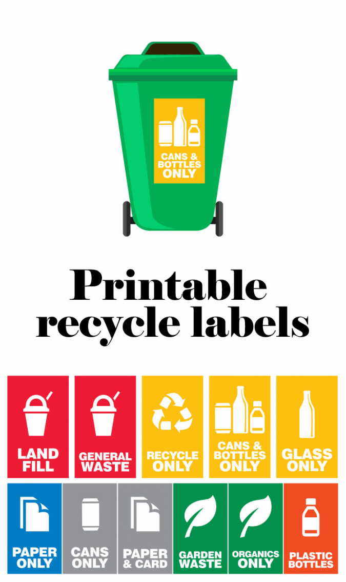 Recycle Bin Labels  Digital Download - FREE Printables - Free Printable Recycling Labels For Bins