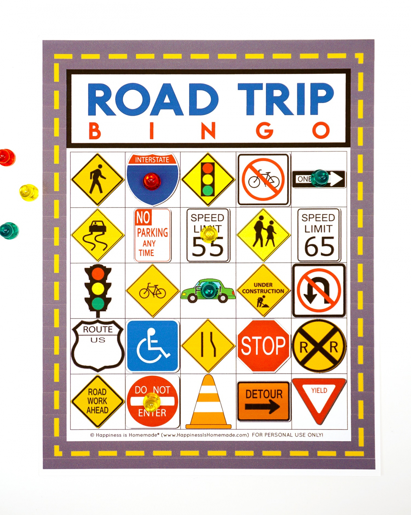 Road Trip Bingo Game - Free Printable - Happiness is Homemade - FREE Printables - Road Trip Bingo Free Printable