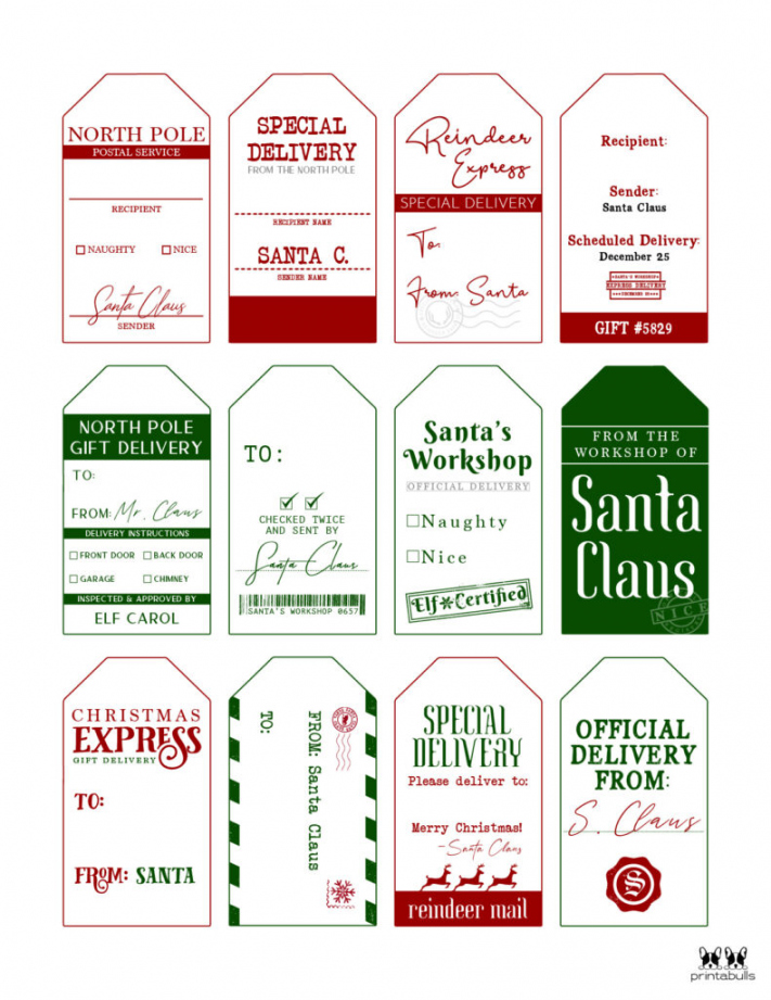 Santa Gift Tags -  Free Printable Tags & Labels  Printabulls - FREE Printables - Free Printable Santa Tags