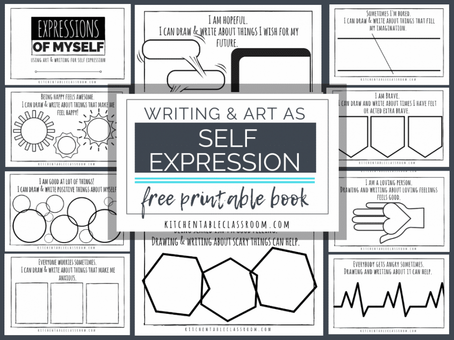 Self Expression Through Writing & Art- Free Self Esteem Worksheets  - FREE Printables - Free Printable Art Therapy Worksheets